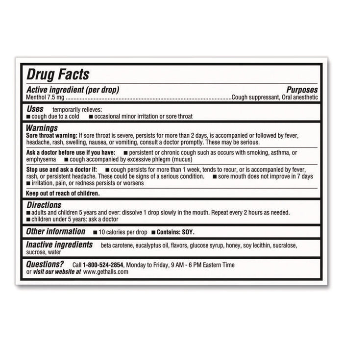 Relief Menthol cough Suppressant - Oral Anesthetic, Honey Lemon, 30/Pack