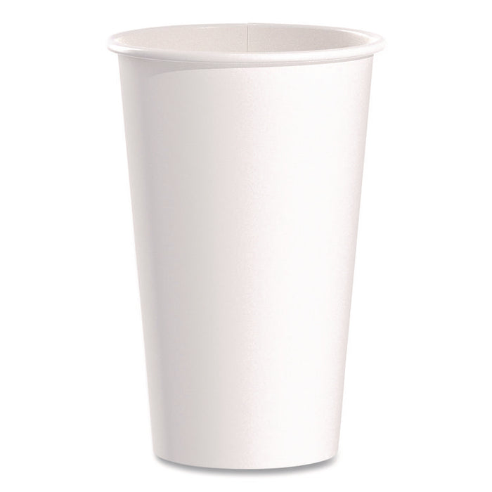 Paper Hot Cups, 16 oz, White, 50/Pack