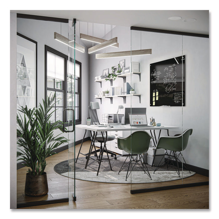 Black Glass Dry Erase Board, 48" x 36" (Actual Size: 47" x 35"), Black Surface