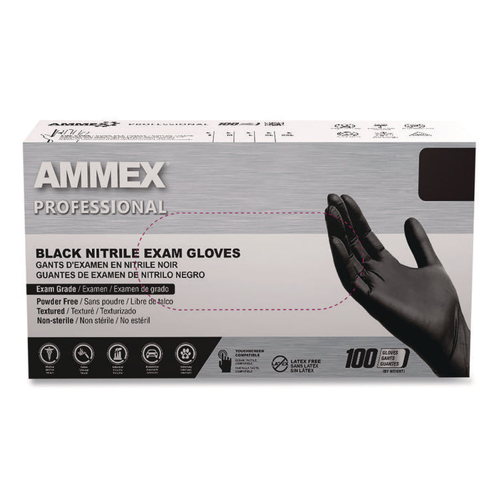 Nitrile Exam Gloves, Powder-Free, Medium, 3 mil Thick, Black, 100/Box
