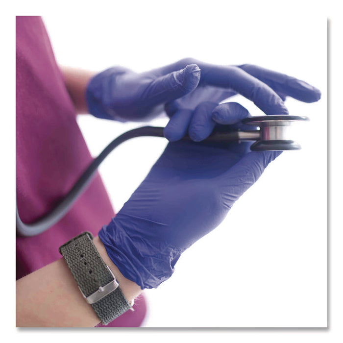 Nitrile Exam Gloves, Powder-Free, Medium, 3 mil Thick, Indigo, 100/Box