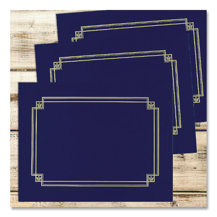 Premium Textured Certificate Holder, 12.65 x 9.75, Navy, 3/Pack