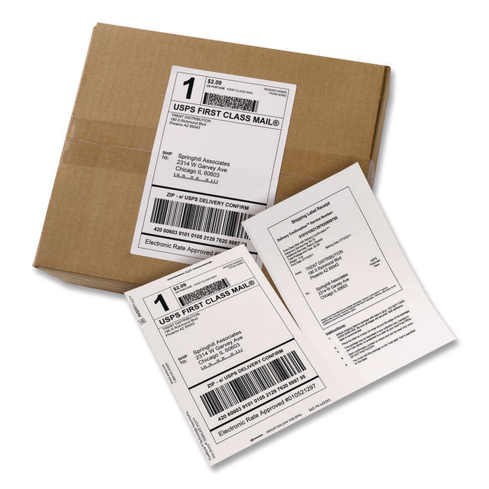 Shipping Labels with Paper Receipt Bulk Pack, Inkjet/Laser Printers, 5.06 x 7.63, White, 100/Box