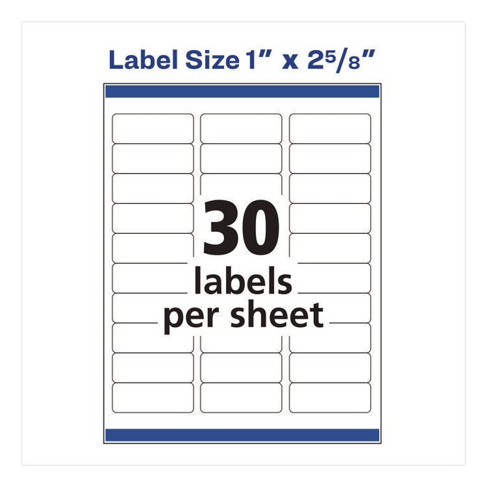 White Address Labels w/ Sure Feed Technology for Laser Printers, Laser Printers, 1 x 2.63, White, 30/Sheet, 250 Sheets/Box