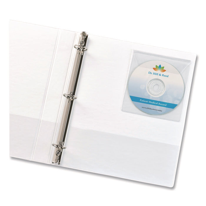 Self-Adhesive Media Pockets, 1 Disc Capacity, Clear, 10/Pack