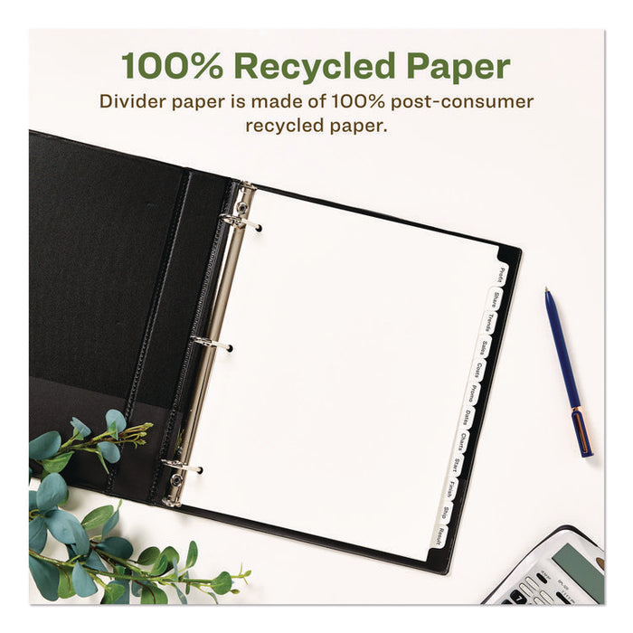 Index Maker EcoFriendly Print and Apply Clear Label Dividers with White Tabs, 12-Tab, 11 x 8.5, White, 5 Sets