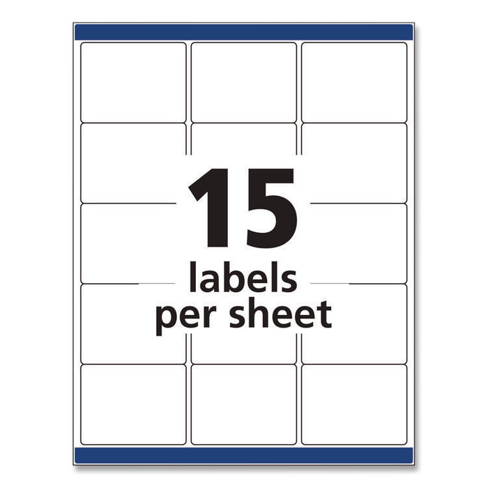 Permanent ID Labels w/ Sure Feed Technology, Inkjet/Laser Printers, 2 x 2.63, White, 15/Sheet, 15 Sheets/Pack