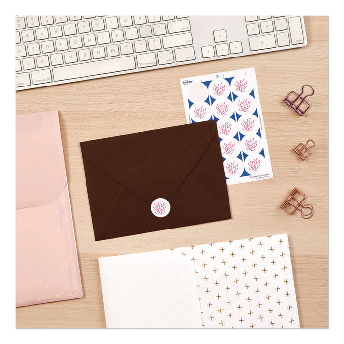 Printable Mailing Seals, 1" dia, White, 15/Sheet, 40 Sheets/Pack, (5247)