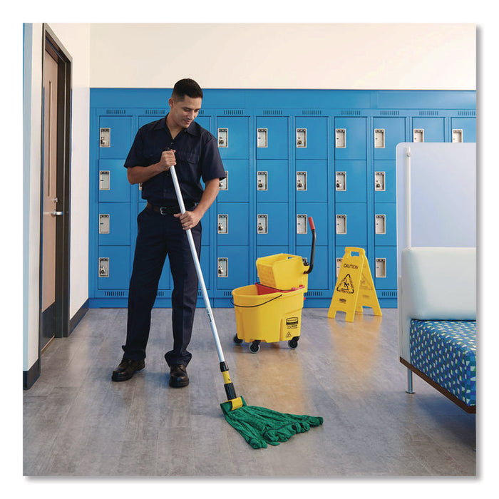 Gripper Vinyl-Covered Aluminum Mop Handle, 1.13" dia x 60", Gray/Yellow