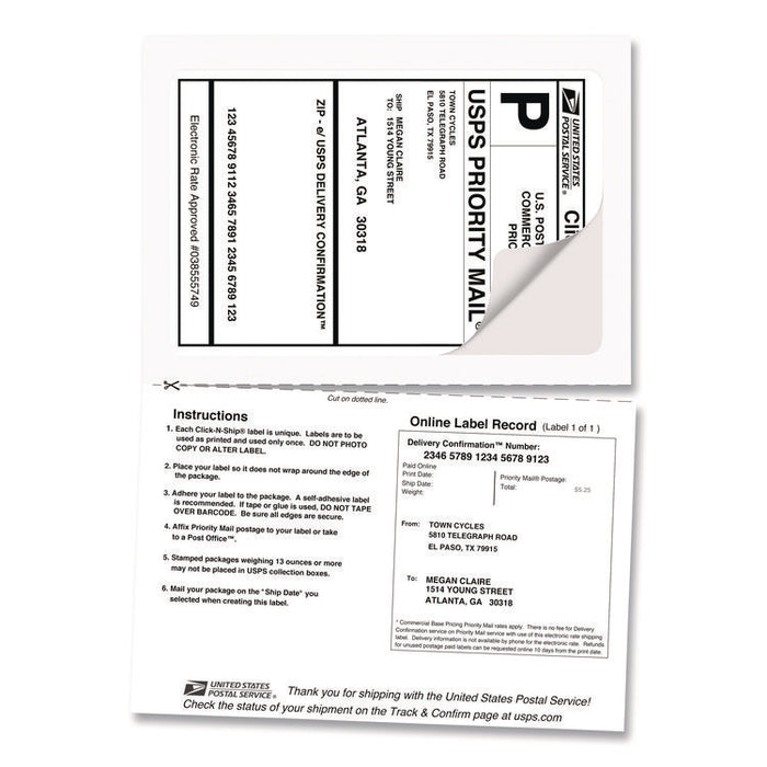 Shipping Labels with TrueBlock Technology, Inkjet Printers, 5.06 x 7.62, White, 25 Sheets/Pack