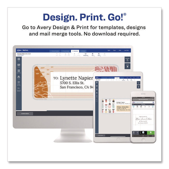 White Shipping Labels-Bulk Packs, Inkjet/Laser Printers, 3.33 x 4, White, 6/Sheet, 250 Sheets/Box