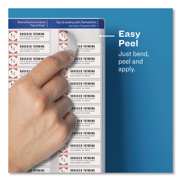 Matte Clear Easy Peel Mailing Labels with Sure Feed Technology, Inkjet Printers, 0.5 x 1.75, Clear, 80/Sheet, 25 Sheets/Pack