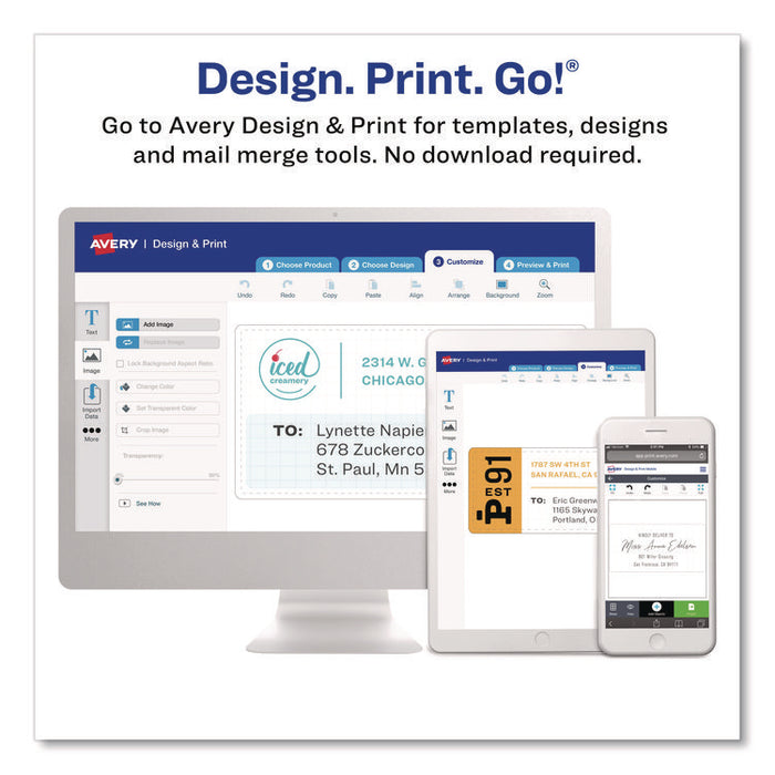 Printable Mailing Seals, 1" dia, Clear, 15/Sheet, 32 Sheets/Pack, (5248)
