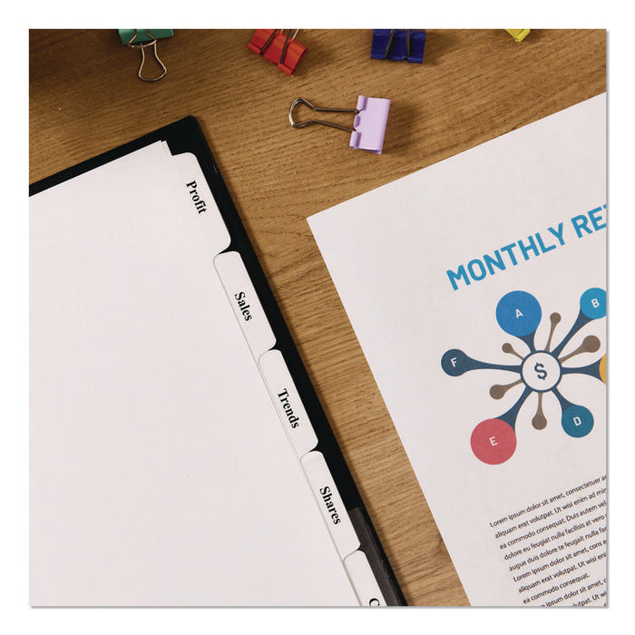 Print and Apply Index Maker Clear Label Dividers with Printable Label Strip and White Tabs, 5-Tab, 11 x 8.5, White, 1 Set