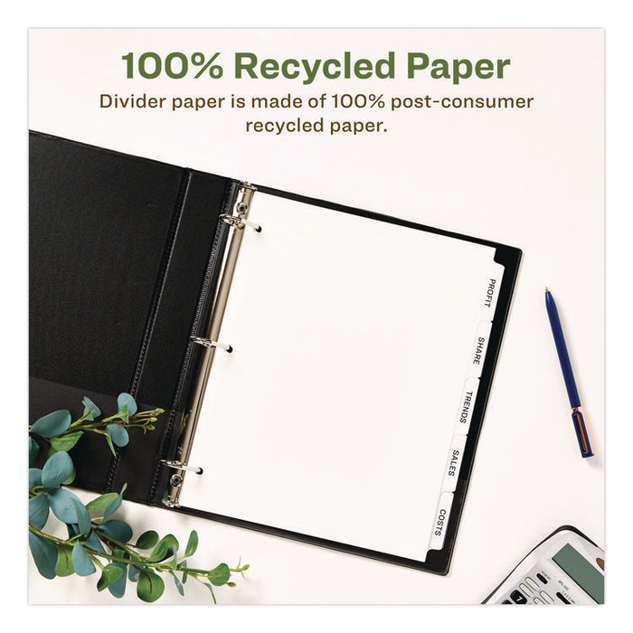 Index Maker EcoFriendly Print and Apply Clear Label Dividers with White Tabs, 5-Tab, 11 x 8.5, White, 5 Sets