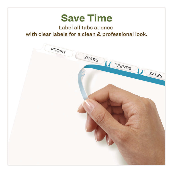 Index Maker EcoFriendly Print and Apply Clear Label Dividers with White Tabs, 5-Tab, 11 x 8.5, White, 5 Sets
