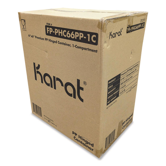 Polypropylene Plastic Hinged Container, 6 x 6 x 3, Black/Clear, Plastic, 50/Pack, 6 Packs/Carton