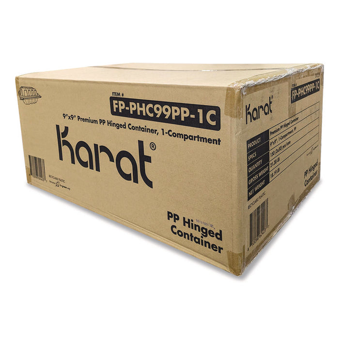 Polypropylene Plastic Hinged Container, 9 x 9 x 3, Black/Clear, Plastic, 50/Pack, 3 Packs/Carton