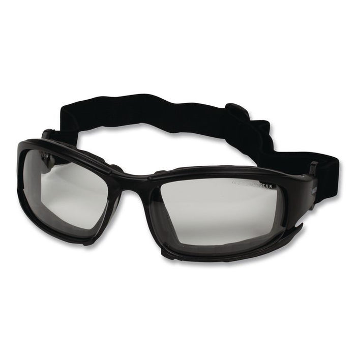 V50 Calico Safety Eyewear with Head Strap, Black Full Frame, Clear Dual Anti-Fog Lens