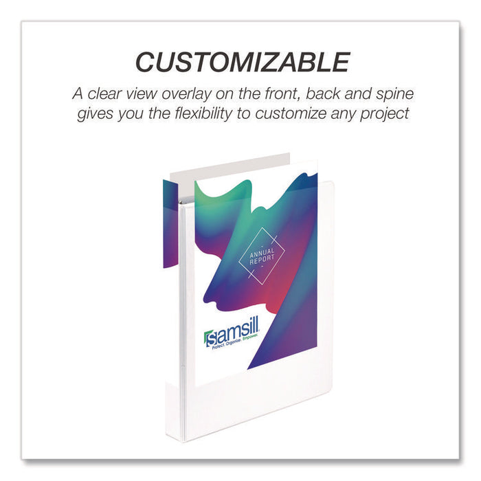 Durable D-Ring View Binders, 3 Rings, 1" Capacity, 11.5" x 8.5", White, 4/Pack