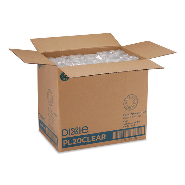 Plastic Portion Cup Lid, Fits 1.5 oz to 2 oz Cups, Clear, 100/Sleeve, 24 Sleeves/Carton