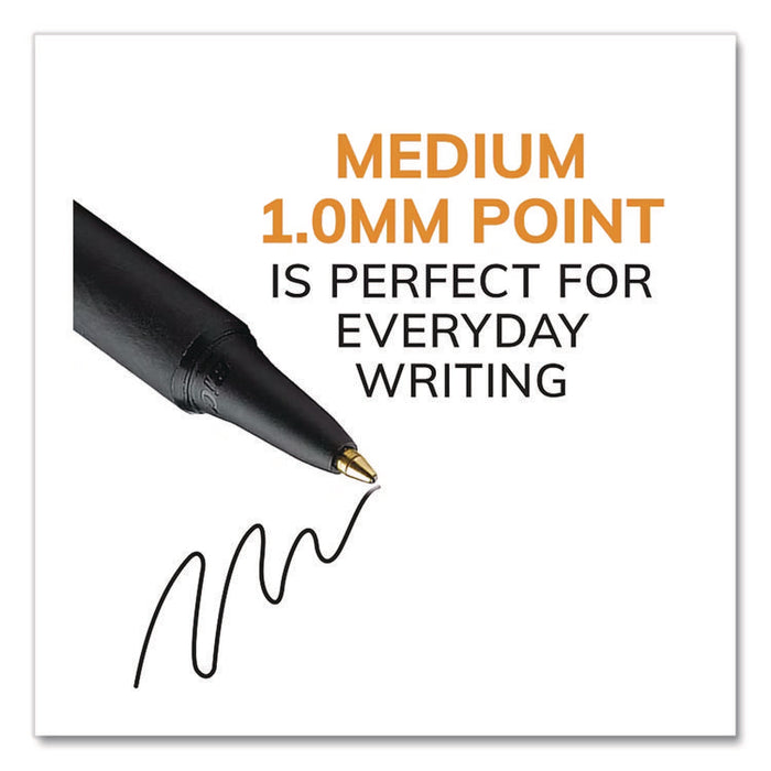 Soft Feel Ballpoint Pen, Retractable, Fine 0.8 mm, Black Ink, Black Barrel, Dozen