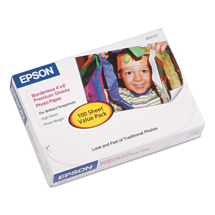 Premium Photo Paper, 10.4 mil, 4 x 6, High-Gloss White, 100/Pack