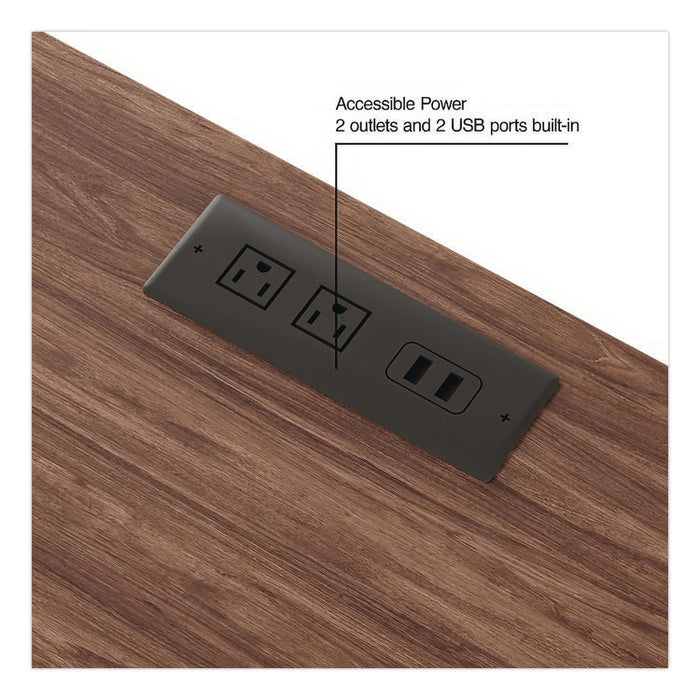 Essentials Writing Table-Desk with Integrated Power Management, 47.5" x 23.7" x 28.8", Espresso/Aluminum