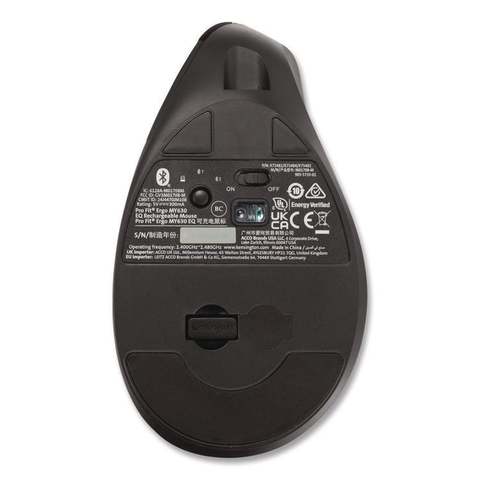 Pro Fit Ergo MY630 EQ Rechargeable Mouse, 2.4 GHz/30 ft Wireless Range, Right Hand Use, Black