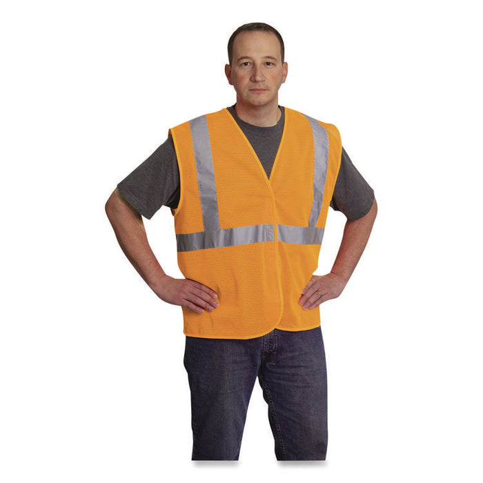 ANSI Class 2 Hook and Loop Safety Vest, Polyester Mesh, 2X-Large, Hi-Viz Orange