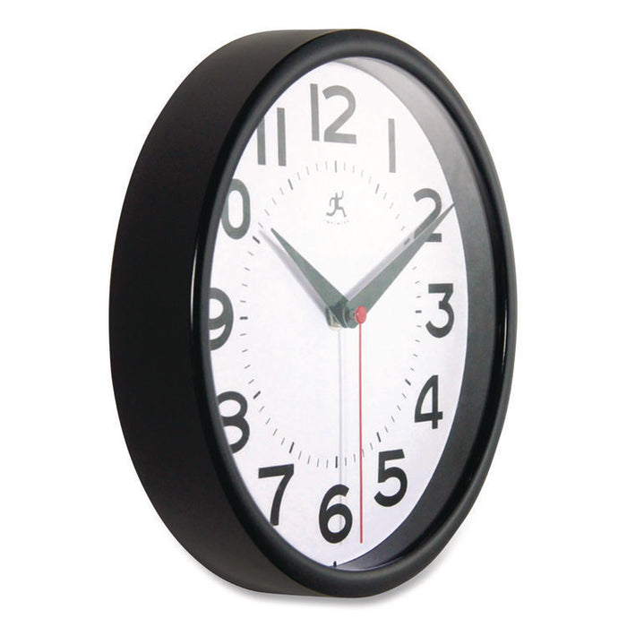 Metro Wall Clock, 9" Diameter, Black Case, 1 AA (sold separately)