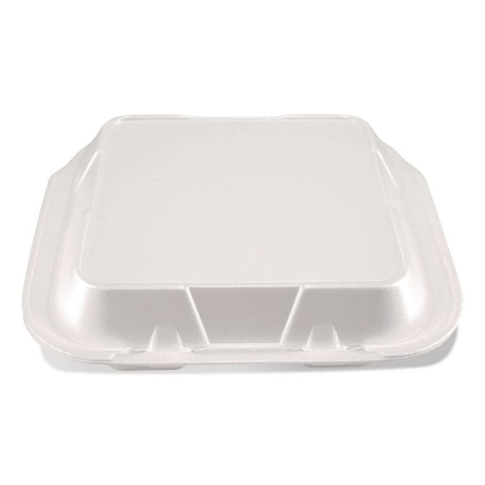 Foam Hinged Lid Containers, 9 x 9 x 3, White, Foam, 200/Carton