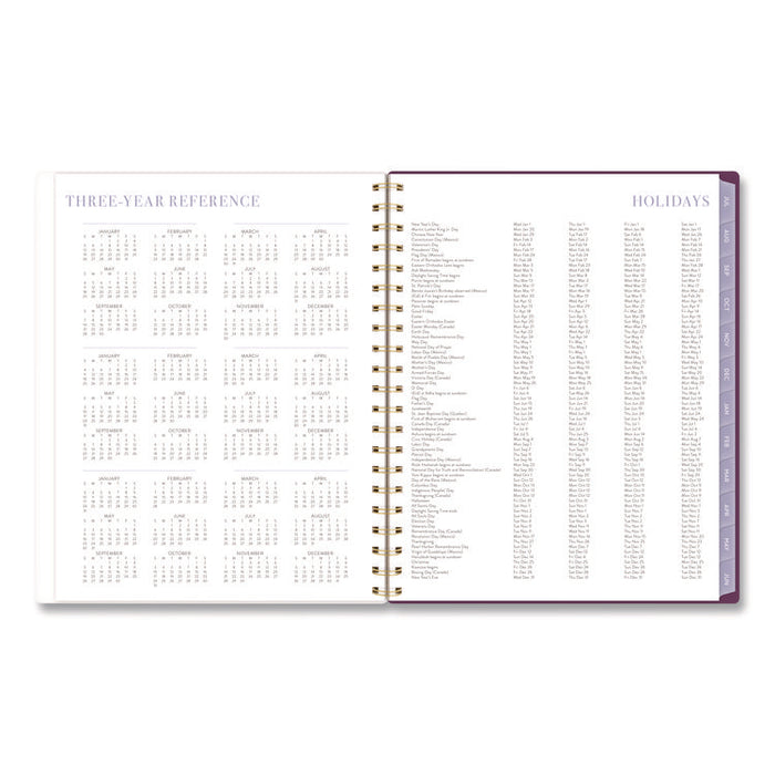 Leah Bisch Petite Floral Academic Weekly Monthly Planner, 11 x 8.5, Purple/Green Cover, 12-Month (July to June): 2025 to 2026