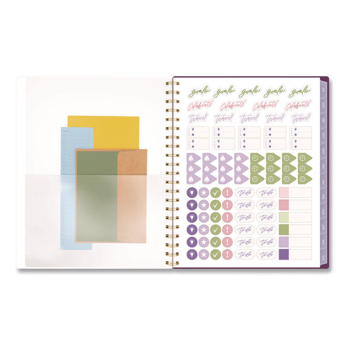 Leah Bisch Petite Floral Academic Weekly Monthly Planner, 11 x 8.5, Purple/Green Cover, 12-Month (July to June): 2025 to 2026