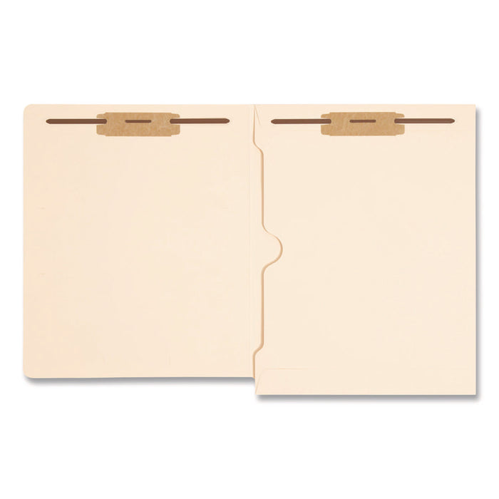 Heavyweight Manila End Tab Fastener Folders with Pocket, Straight Tab, Expands 0.75", 2 Fasteners, Letter Size, Manila, 50/BX