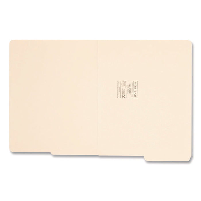 Heavyweight Manila End Tab Folders, 9" High Front, 1/2-Cut Tabs: Top, Letter Size, 0.75" Expansion, Manila, 100/Box
