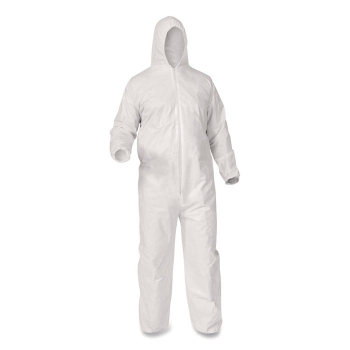 KGA35 Liquid and Particle Protection Coveralls, Elastic Wrists, Ankles and Hood, 4X-Large, White, 25/Carton