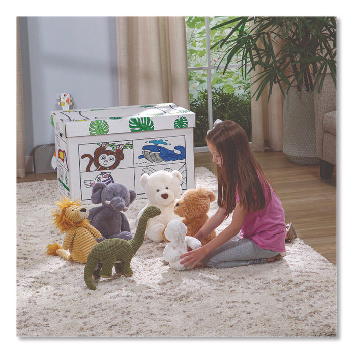 At Play Color in Toy Box, Animal Design, 1 Section, 39.27 gal, 5.25 Cu Ft, 28" x 18" x 18", White/Black