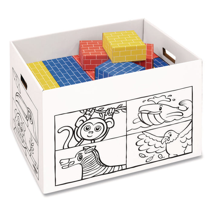 At Play Color in Toy Box, Animal Design, 1 Section, 39.27 gal, 5.25 Cu Ft, 28" x 18" x 18", White/Black