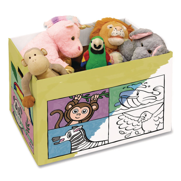At Play Color in Toy Box, Animal Design, 1 Section, 39.27 gal, 5.25 Cu Ft, 28" x 18" x 18", White/Black
