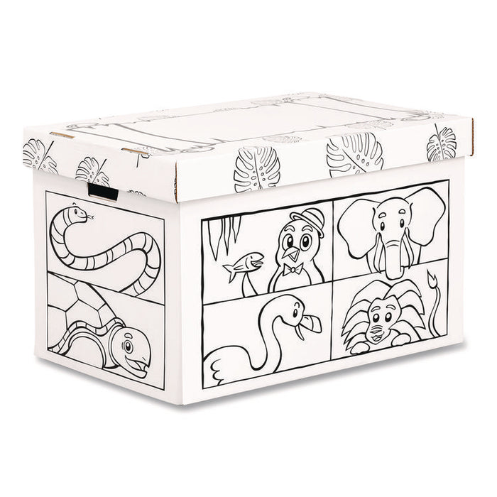 At Play Color in Toy Box, Animal Design, 1 Section, 39.27 gal, 5.25 Cu Ft, 28" x 18" x 18", White/Black