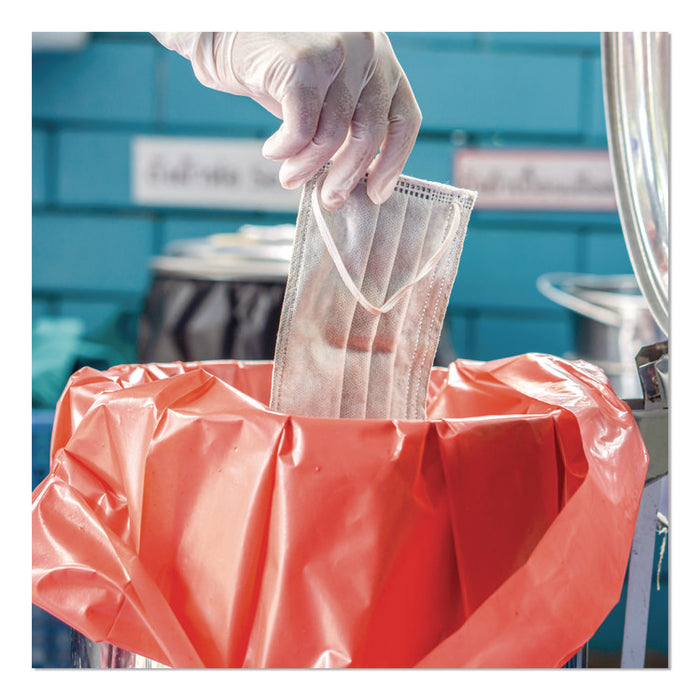 Healthcare Biohazard Printed Low-Density Can Liners, Infectious Waste, 44 gal, 3.2 mil, 37" x 50", Red, Flat Pack, 75/Carton