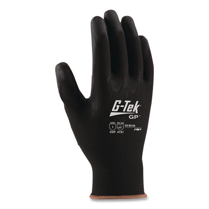 GP Polyurethane-Coated Nylon Gloves, EN388: 1111, 10" Long, Large, Black, 12 Pairs