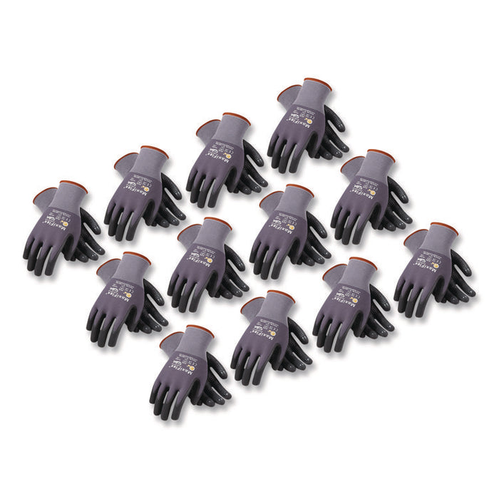 Ultimate Seamless Knit Nylon Gloves, Nitrile MicroFoam Grip: Palm/Fingers/Knuckles, EN388: 4131, X-Large, Gray, 12 Pairs