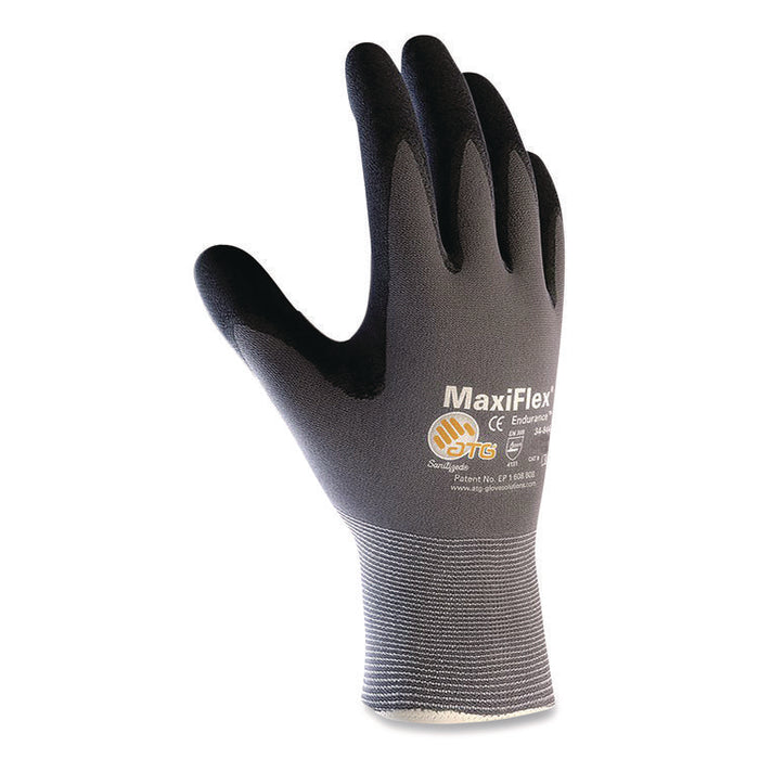 Ultimate Seamless Knit Nylon Gloves, Nitrile MicroFoam Grip: Palm/Fingers/Knuckles, EN388: 4131, X-Large, Gray, 12 Pairs