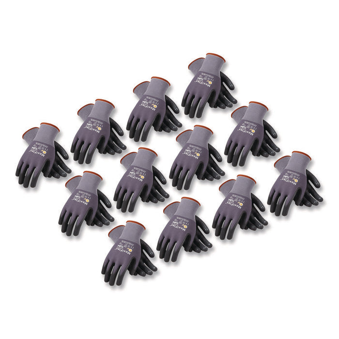 Ultimate Seamless Knit Nylon Gloves, Nitrile MicroFoam Grip: Palm/Fingers, EN388: 4131, Small, Gray, 12 Pairs