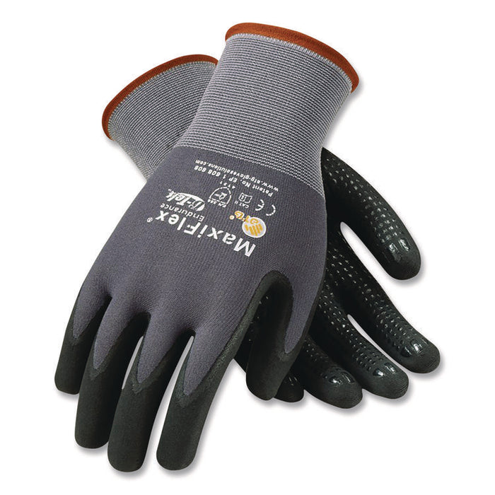 Ultimate Seamless Knit Nylon Gloves, Nitrile MicroFoam Grip: Palm/Fingers, EN388: 4131, Medium, Gray, 12 Pairs