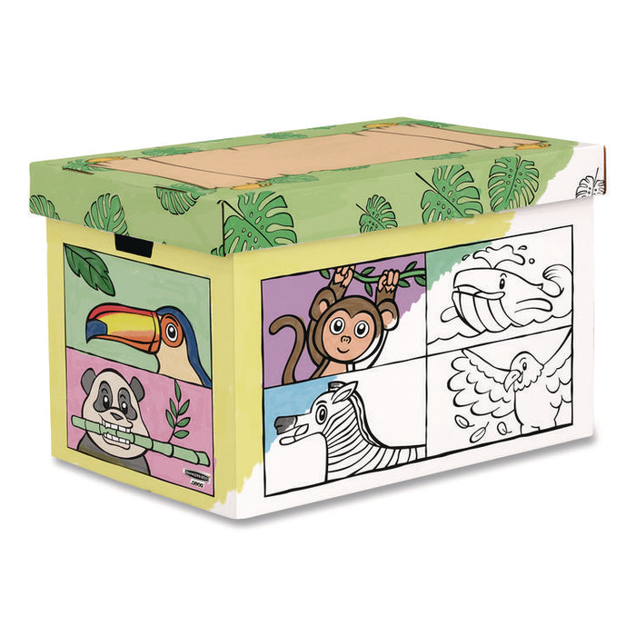 At Play Color in Toy Box, Animal Design, 1 Section, 39.27 gal, 5.25 Cu Ft, 28" x 18" x 18", White/Black