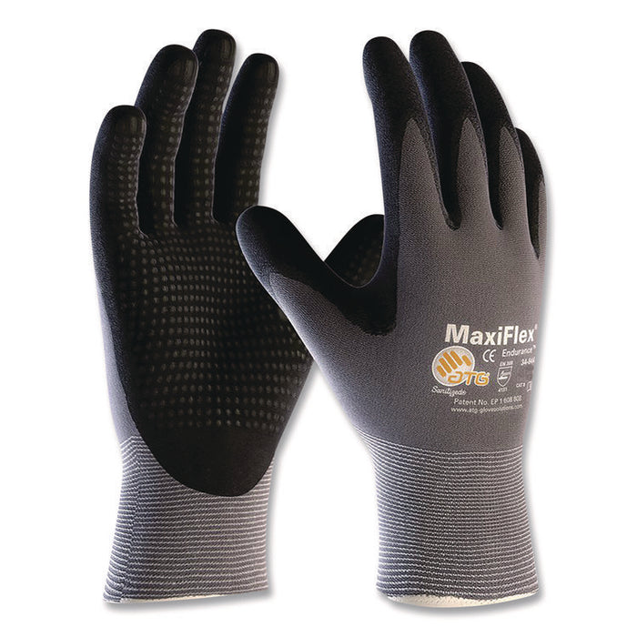 Endurance Seamless Knit Nylon Gloves, EN388: 4131, Medium, Gray/Black, 12 Pairs