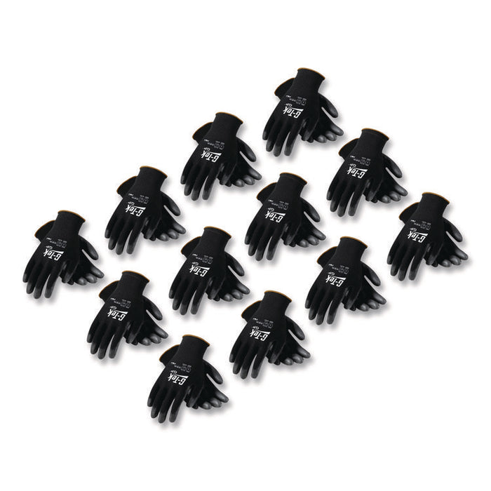 GP Polyurethane-Coated Nylon Gloves, EN388: 1111, 10" Long, Medium, Black, 12 Pairs